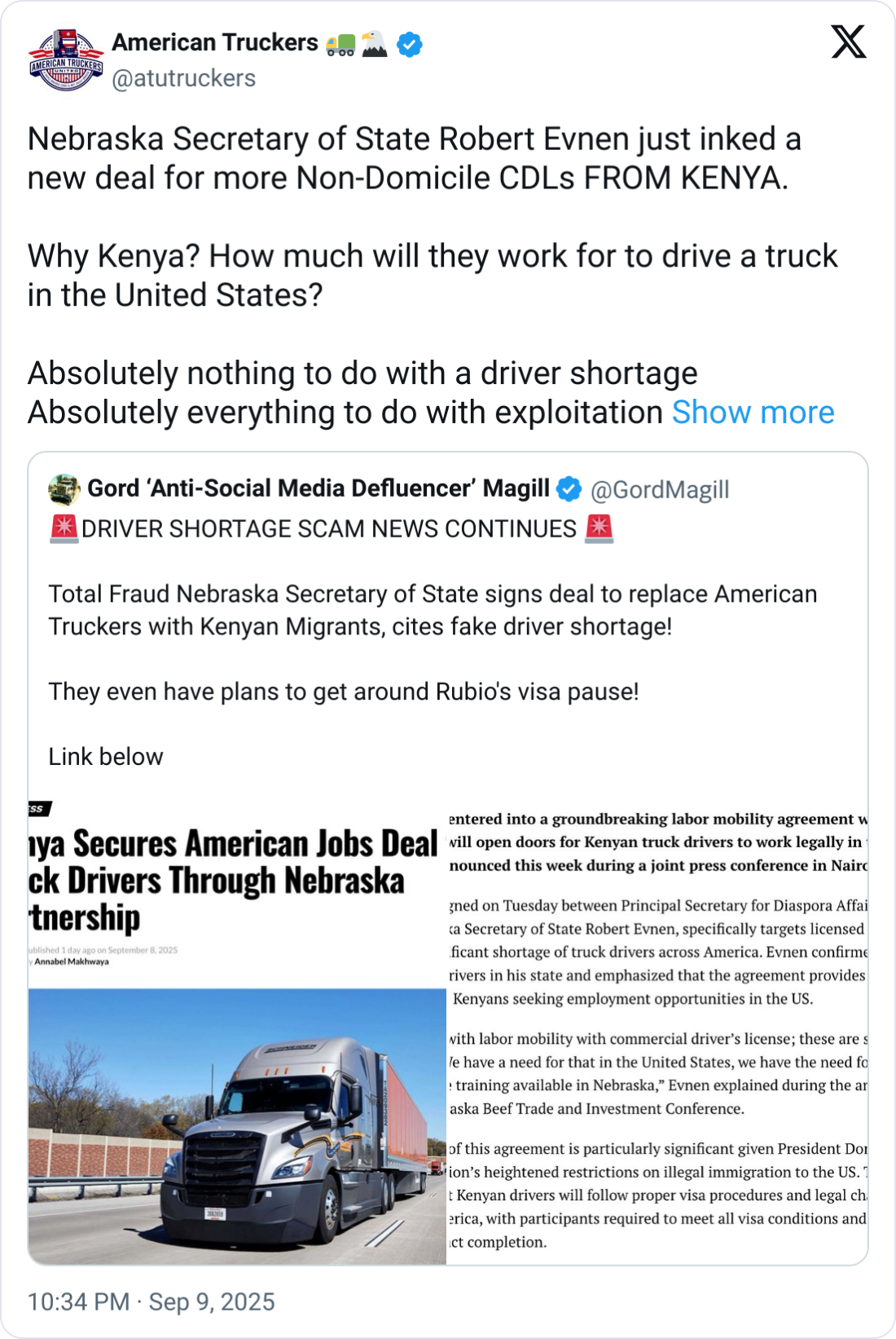 Nebraska–Kenya Labor Deal Opens Path for Truck Drivers; Draws Scrutiny
