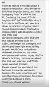 Fraudulent Activity by Trofeo Logistics Inc